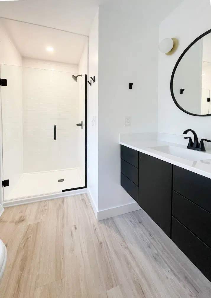 Custom Onyx Collection walk-in shower — Minnesota bathroom remodel